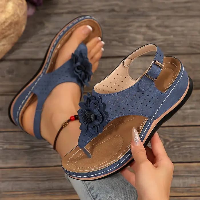 Sandales florales pour femmes 2025 – Chaussures compensées d'été à plateforme