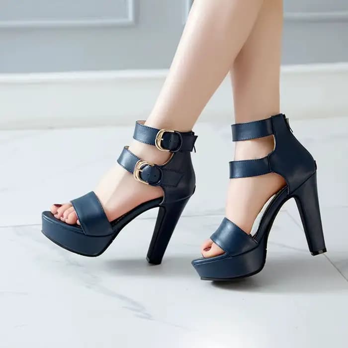 ANOVISHNA Design sandales de mode pour femmes talons épais 12 cm plate-forme fermeture éclair boucles de ceinture grande taille 48 49 50 chaussures de rencontre sexy