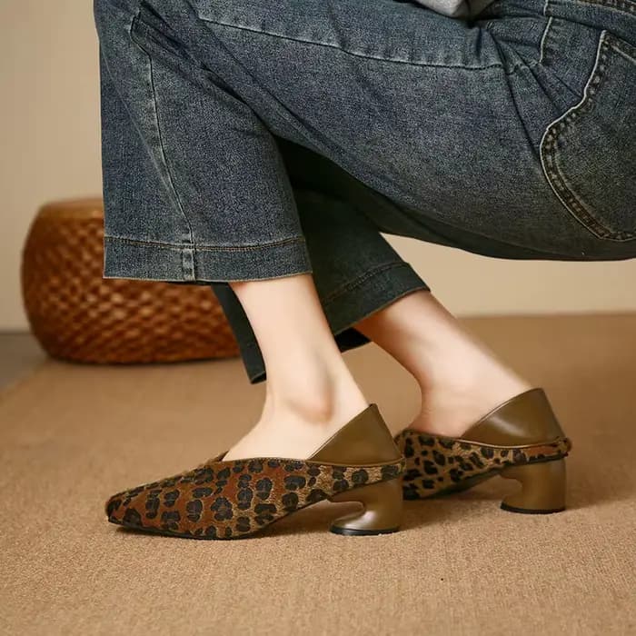 Escarpins à bout pointu léopard pour femmes, chaussures décontractées, designer peu profond, luxe, nouvelle mode, 2024