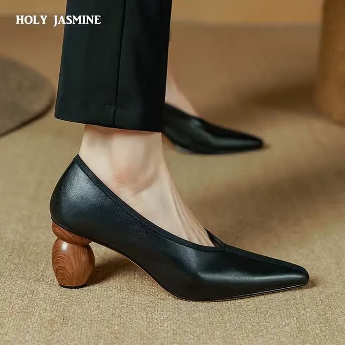 Escarpins pointus en cuir véritable pour femmes