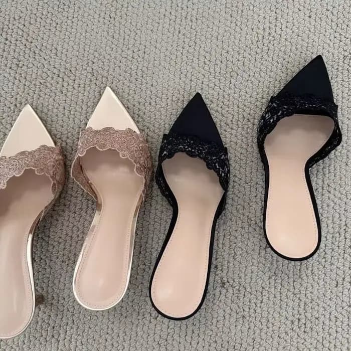 Mules en dentelle au crochet pour femme