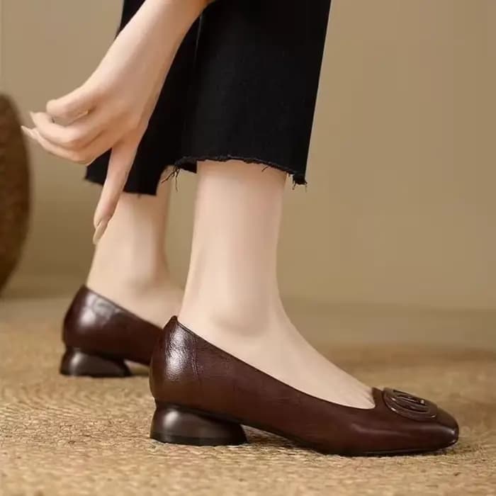 Escarpins à talon carré style français pour femme