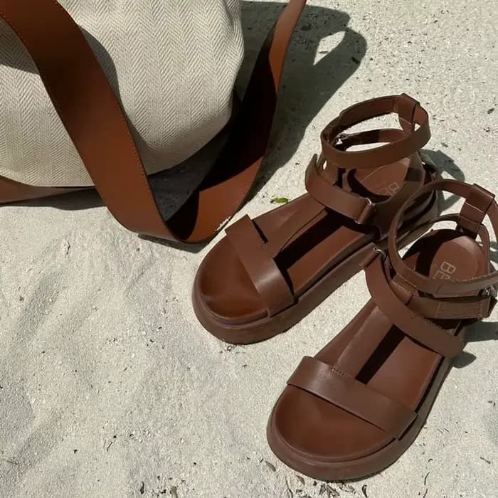 Sandales de gladiateur d'été en cuir de veau pour femmes