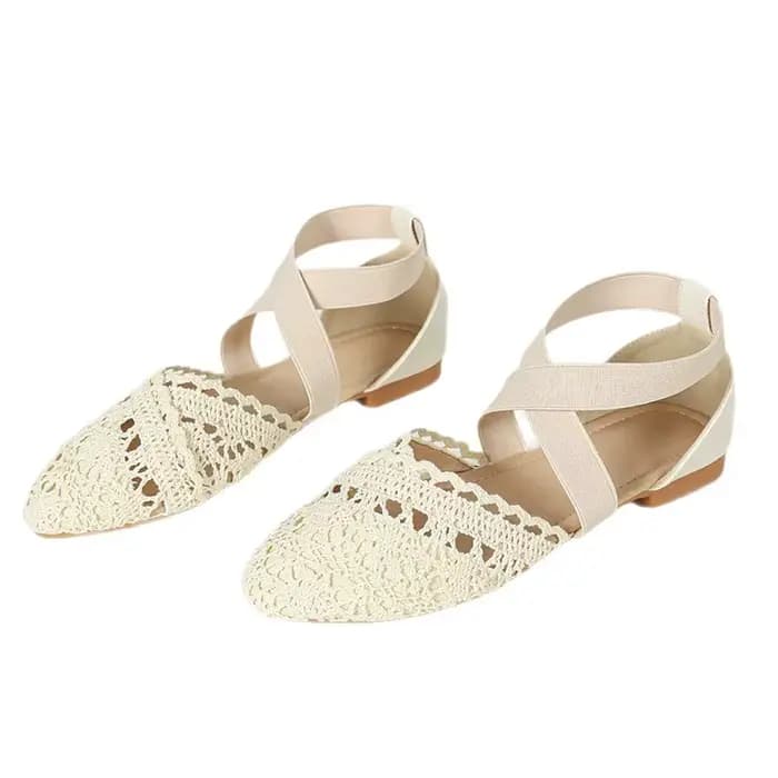 Sandales pour femmes à lacets croisés, bout ouvert, bout pointu, talon plat, ultra confortables, respirantes, chaussures décontractées pour l'automne