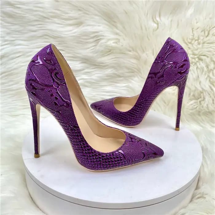 Chaussures de luxe violettes à talons hauts pour femmes