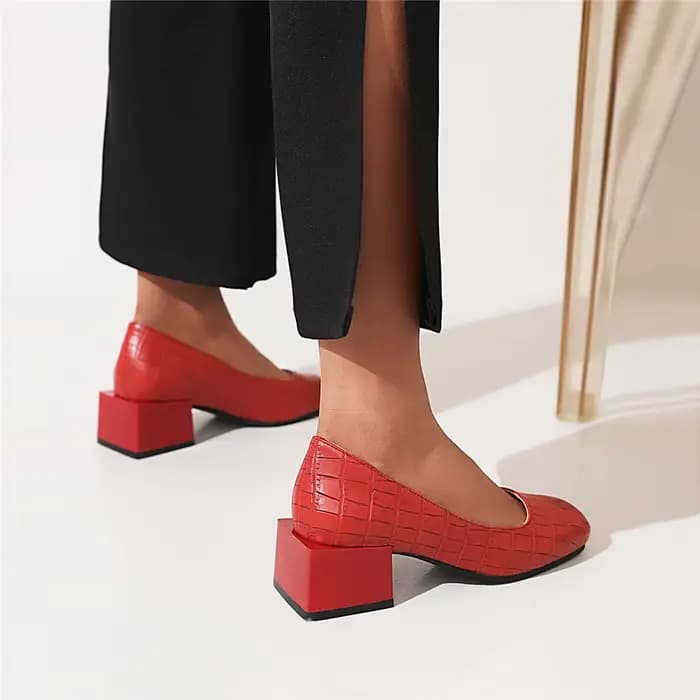 Chaussures à Talons Bas Carrés pour Femme