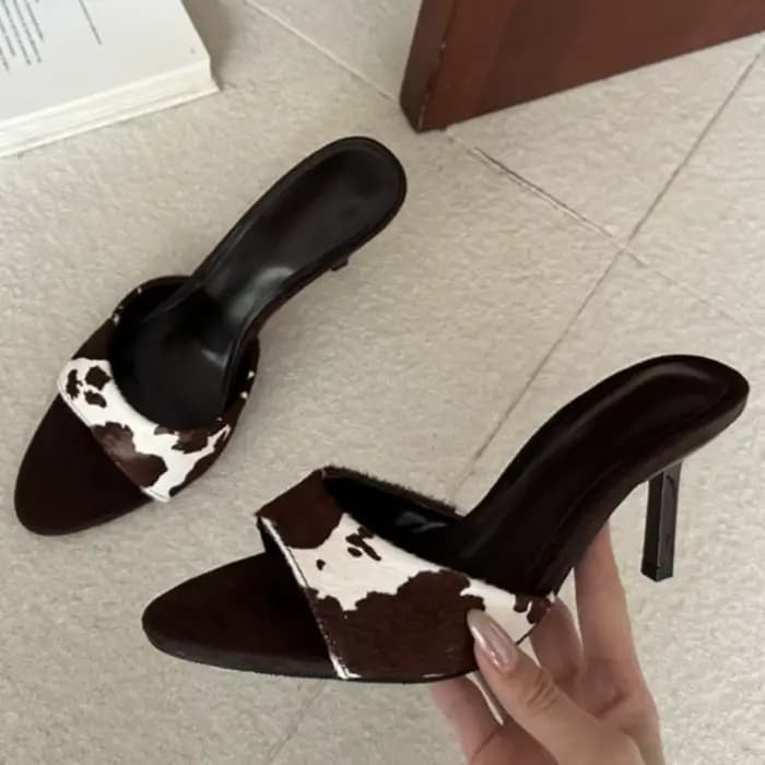 Aneikeh 2026 – Nouveaux mules à talons hauts en crin de cheval à bout pointu pour femme