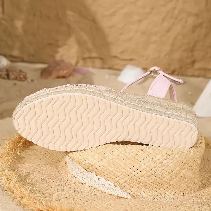 Sandales compensées en espadrille crochetées à la main 2026 pour femme – Chaussures plates ajourées respirantes pour l'été – Sandalias de Mujer Verano