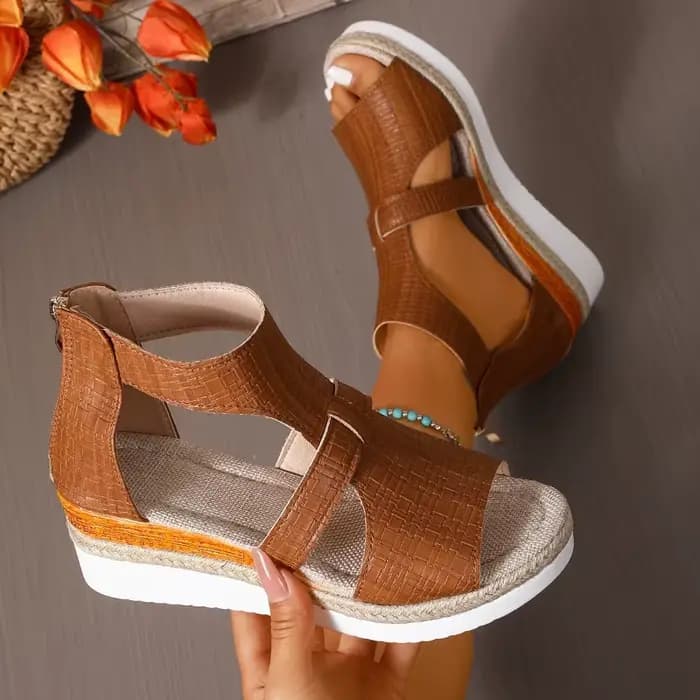 Sandales compensées ouvertes pour femme