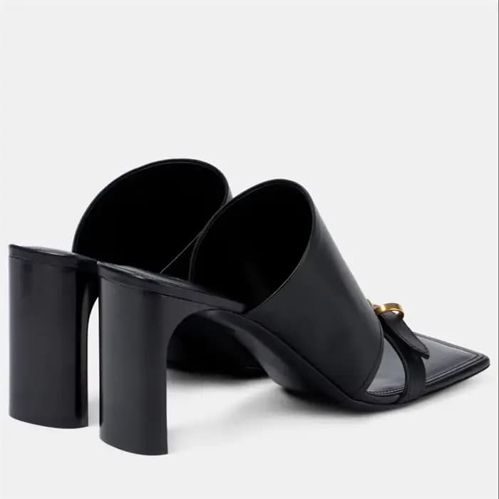 Nouvelles mules en cuir pour femme, style créateur, à talon carré et bout carré, avec bride large à boucle unique et découpes, pour l'été