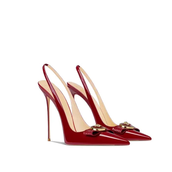 Chaussures d'été à talons hauts bordeaux pour femmes