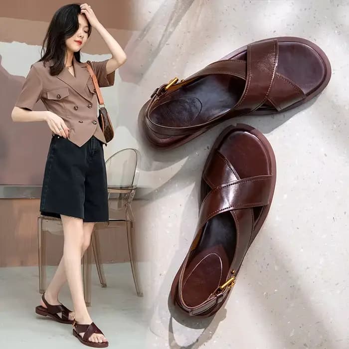 Sandales d'Été en Cuir group pour Femme