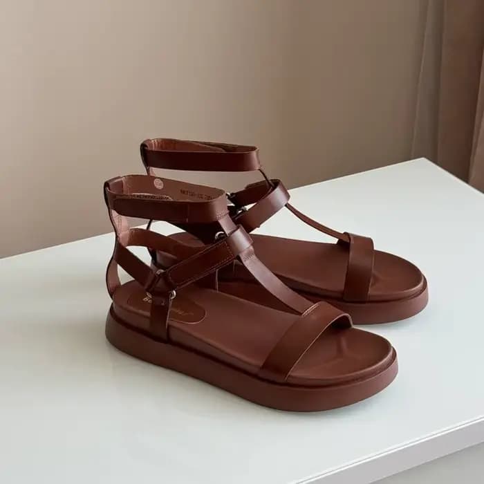 Sandales de gladiateur d'été en cuir de veau pour femmes