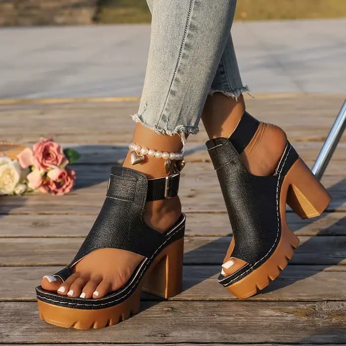 Sandales compensées à plateforme pour femmes, chaussures d'été à talons hauts, confortables, à semelle épaisse, tendance pour le quotidien et les soirées 2026