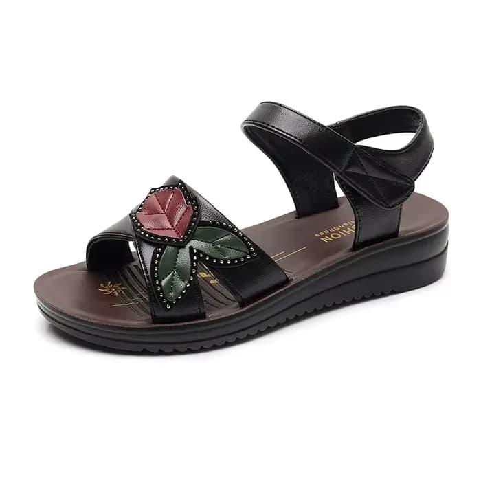Femmes sandales 2025 mode extérieur compensées chaussures de marche femmes été plat antidérapant fond souple personnes âgées plage chaussures décontractées