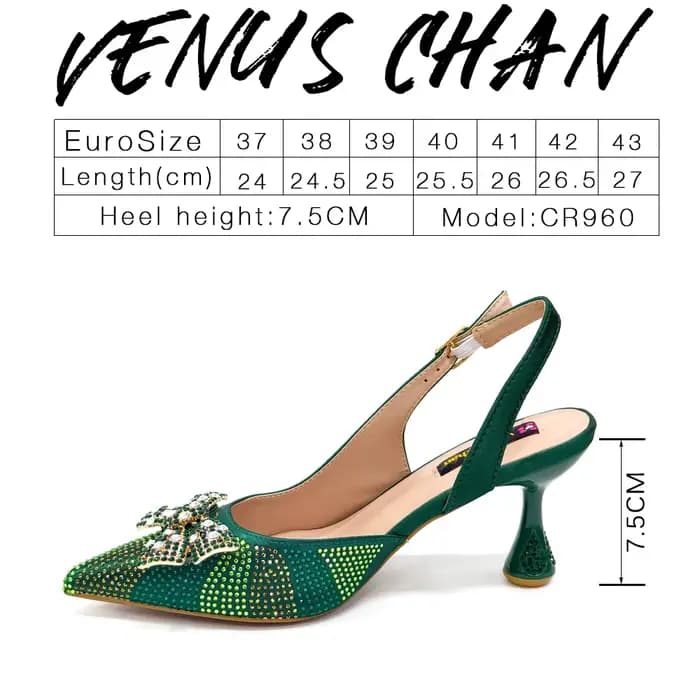 Élégance festive Venus Chan : talons éblouissants et pochette chic Combinaison parfaite de chaussures et de sacs