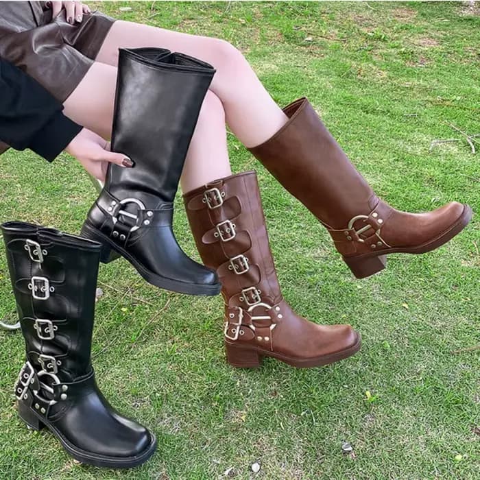 Bottes de moto à plateforme haute pour femmes