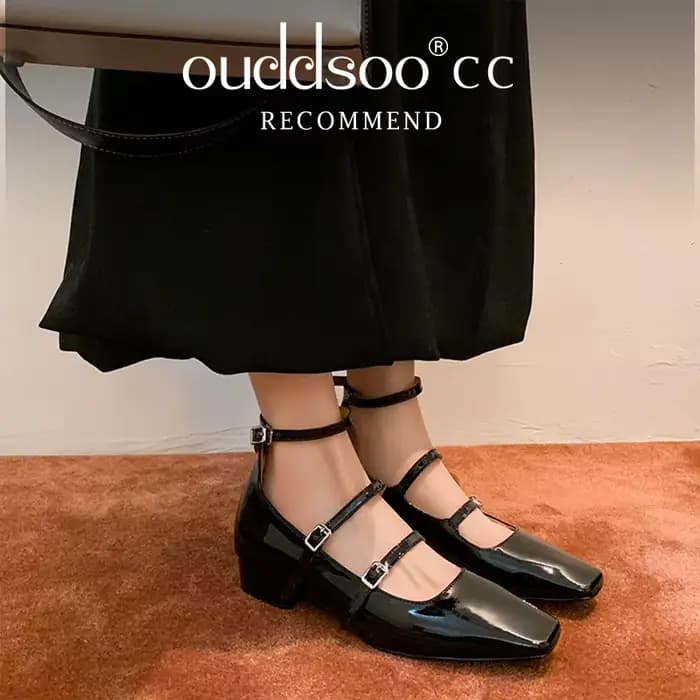 Ods femmes pompes Mary Jane chaussures rouge argent noir élégant trois sangles de boucle printemps automne