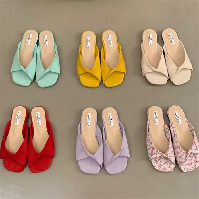 Nouveau sexy rouge sans lacet mules robe pantoufles femmes designer torsadé carré bout ouvert diapositives chaussures
