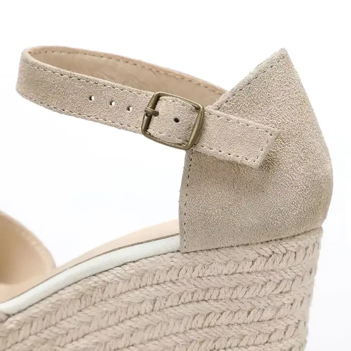 Chaussures à talons compensés Sandales pour femmes en cuir véritable avec enveloppe de cheville et 5-8 cm pour dames