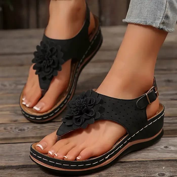 Sandales florales pour femmes 2025 – Chaussures compensées d'été à plateforme