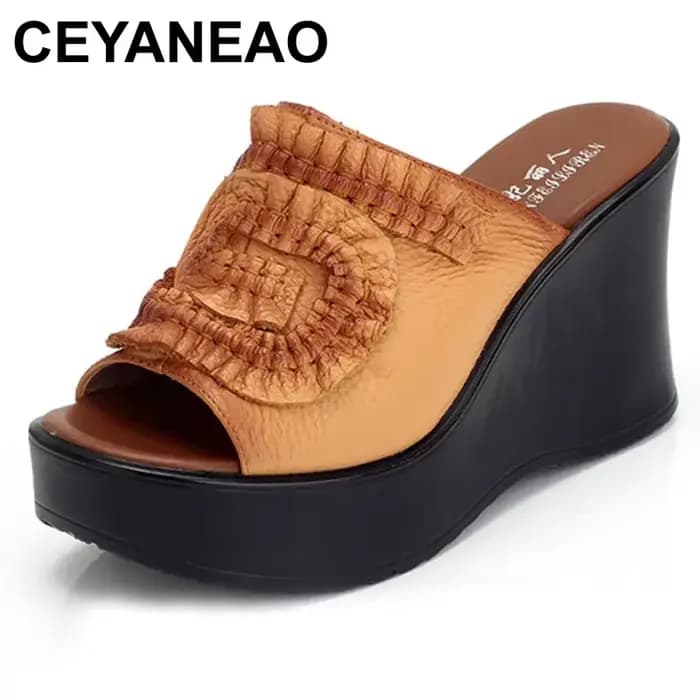 CEYANEAO – sandales en cuir véritable pour femmes
