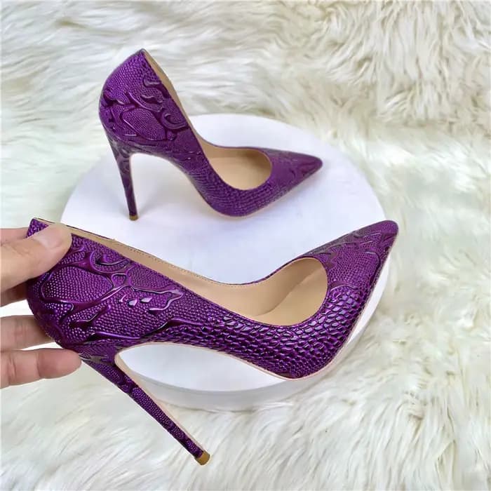 Chaussures de luxe violettes à talons hauts pour femmes