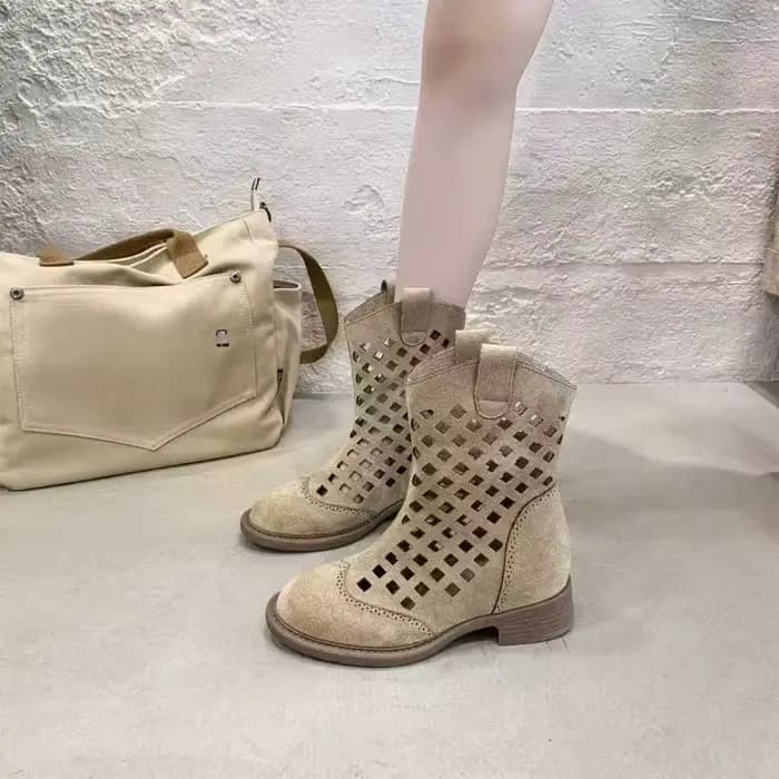 Sandales creuses tendance 2026, nouvelle collection printemps, à bout rond, respirantes, à plateforme, polyvalentes, style bottes western cool