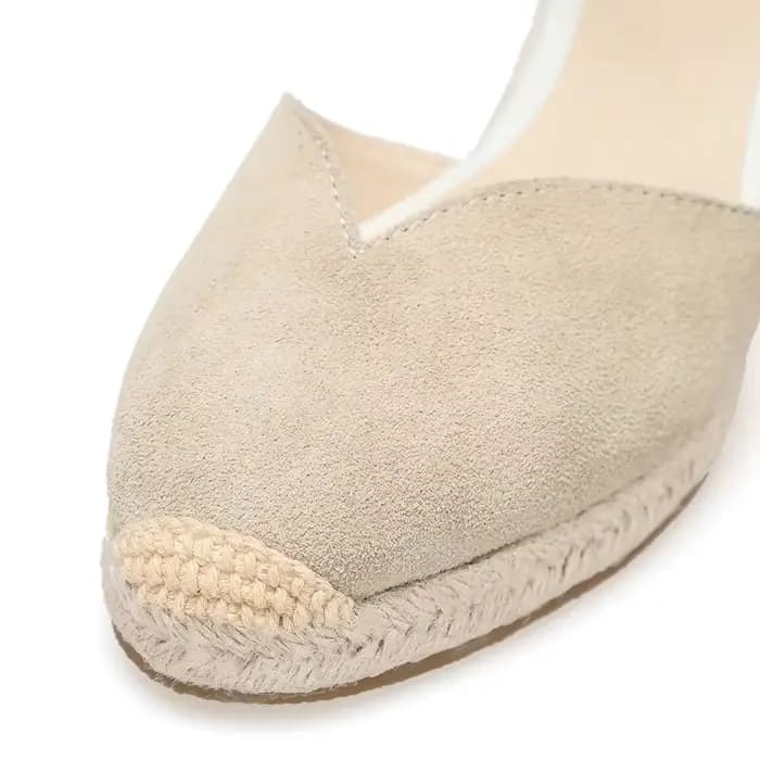 Chaussures à talons compensés Sandales pour femmes en cuir véritable avec enveloppe de cheville et 5-8 cm pour dames