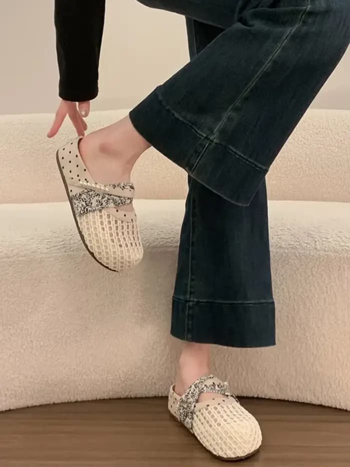 Mules Mary Jane en maille respirante pour femmes