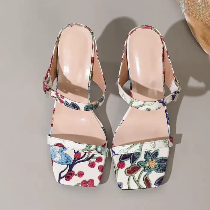 Sandales à talons à deux brides pour femmes, talon bloc épais, sandales habillées pour le bureau et les soirées, à bout ouvert, à enfiler, pointures 36-43