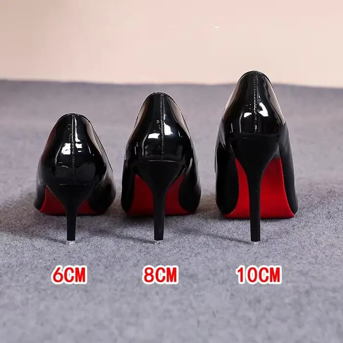 Sexy bout pointu en cuir verni talons hauts tempérament fille semelle rouge robe de soirée escarpins aiguilles classique noir travail chaussures simples
