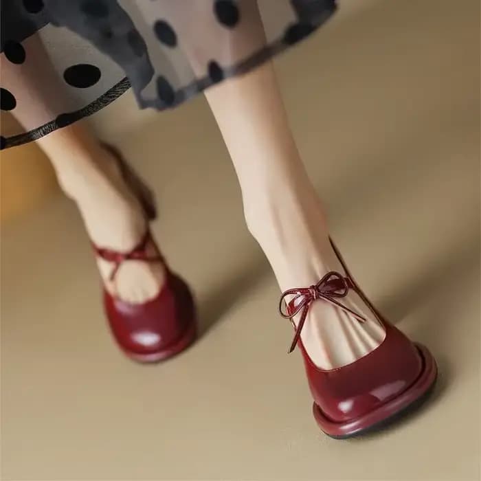 Escarpins Rouges Confortables à Talons Épais pour Femme