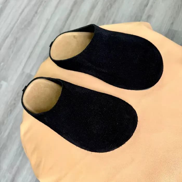 Mules plates en daim et cuir véritable pour femmes