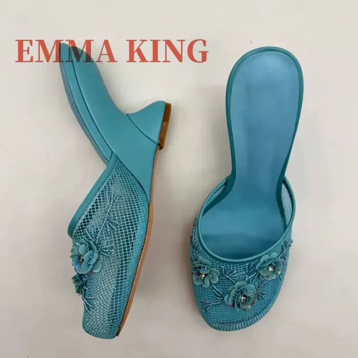 Mules élégantes à talons compensés en maille pour femmes