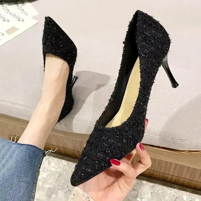 Escarpins à talons aiguilles en tissu Tweed pour femmes