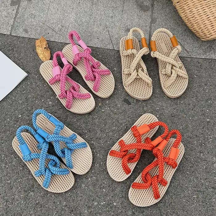 Sandales femme corde tressée avec Style décontracté traditionnel et créativité Simple