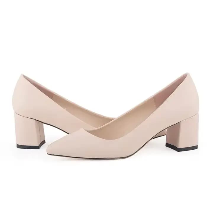 Femmes pompes nouveau Style nu décontracté 5 cm bout pointu bas épais talons hauts dames bureau travail noir Socialite fête chaussures de mariage
