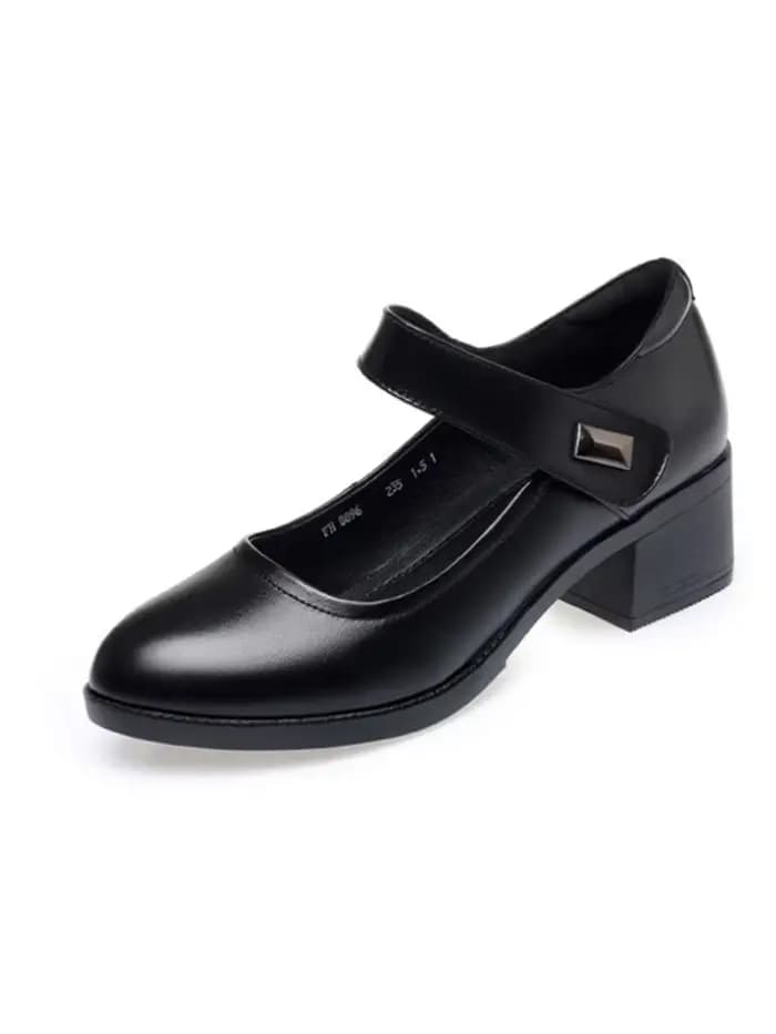Zapatos-Cute Round Parker Black BuilStrap Escarpins pour femmes
