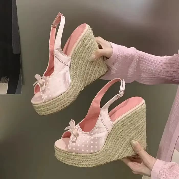 Sandales compensées d'été pour femme, style décontracté français, à bout ouvert, chaussures de créateur tendance, Sandalias Mujer