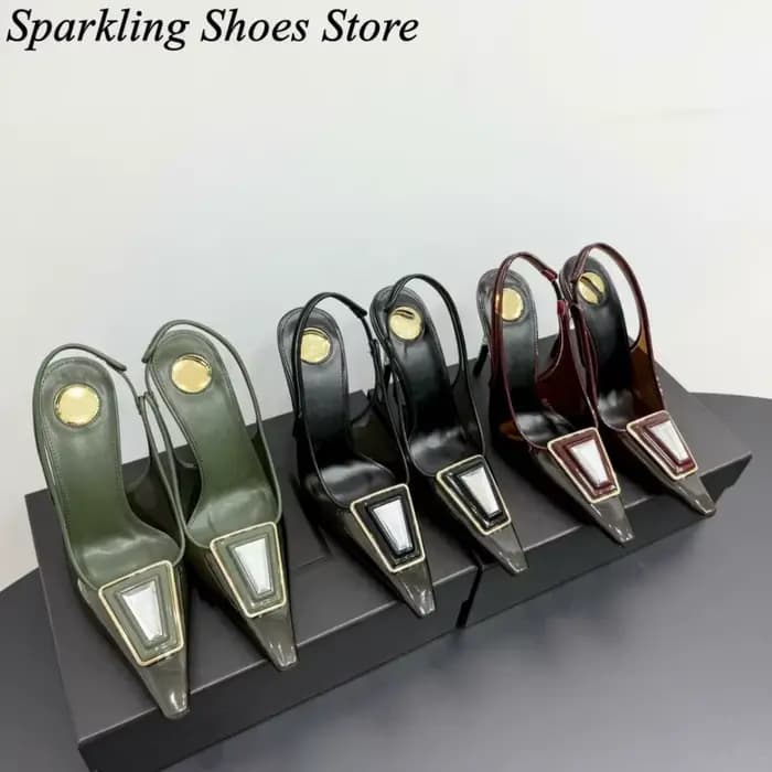 Sandales à talons transparents en PVC vert bordeaux, ornées de pierres précieuses, à bout pointu, talon bas, nouvelle collection été, chaussures modernes de créateur 2026