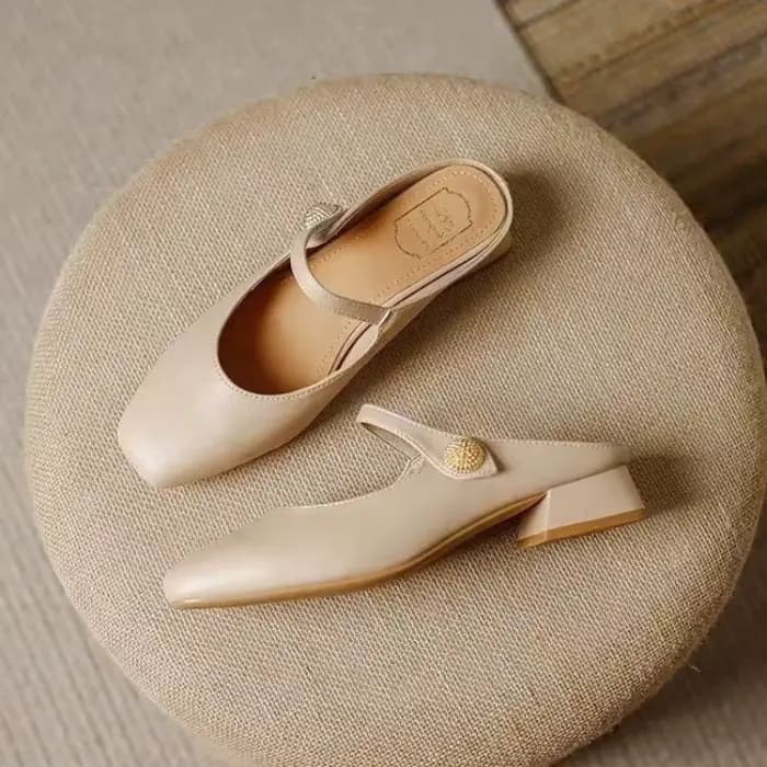 Nouvelles Escarpins Slingback Femme 2026 Noir Beige Élégants à Talons Carrés Épais – Chaussures