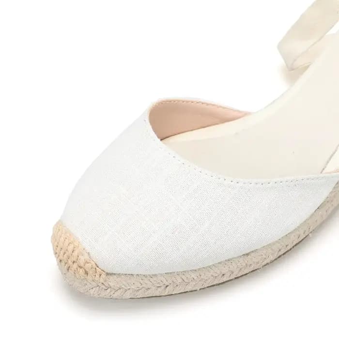 Chaussures compensées pour femmes, sandales à lacets, simples et élégantes, talon moyen, bride à la cheville, plateforme en Espadrille pour un été confortable