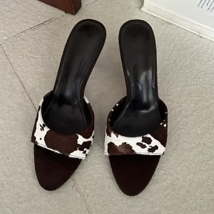 Aneikeh 2026 – Nouveaux mules à talons hauts en crin de cheval à bout pointu pour femme