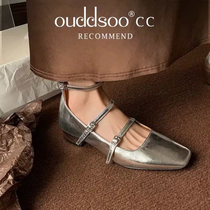 Ods femmes pompes Mary Jane chaussures rouge argent noir élégant trois sangles de boucle printemps automne