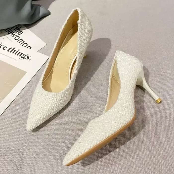 Escarpins à talons aiguilles en tissu Tweed pour femmes