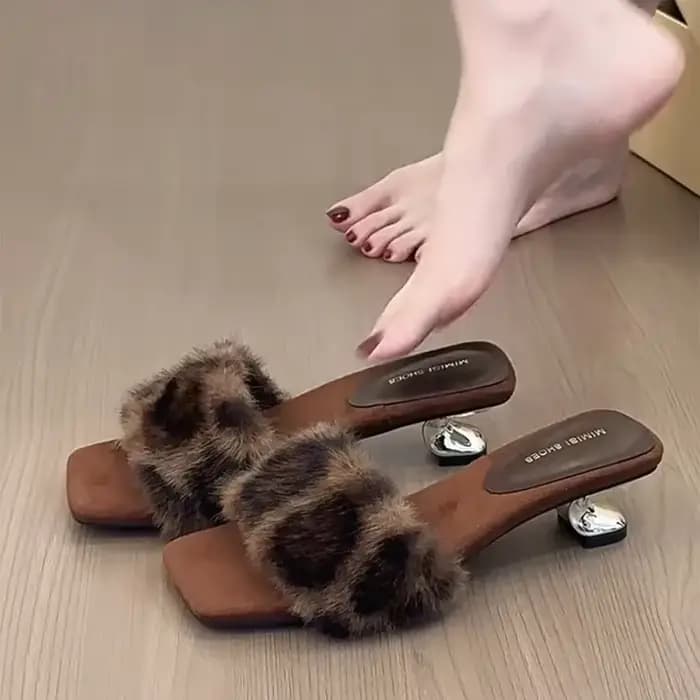 Mules en fausse fourrure pour femmes