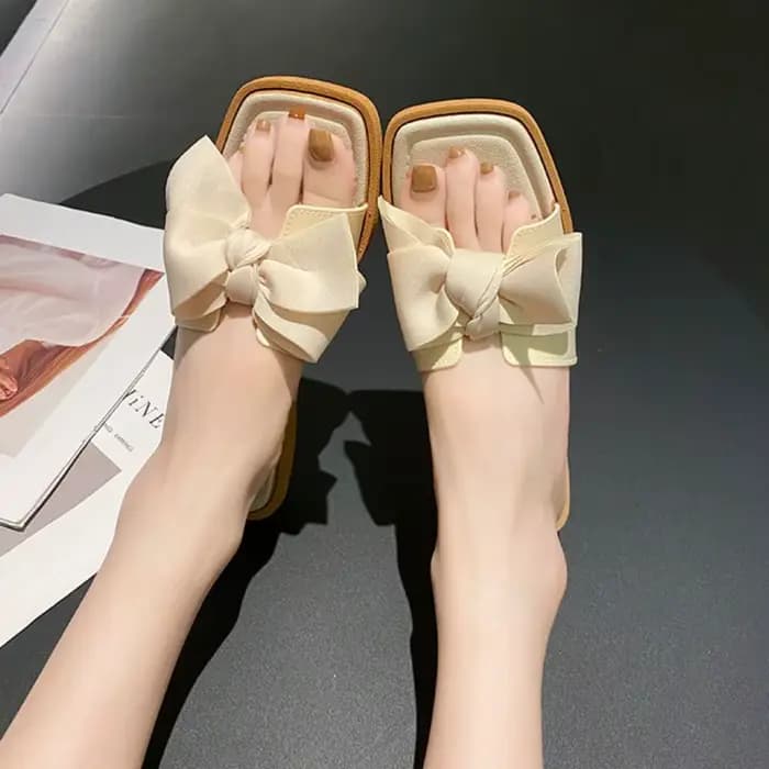 Pantoufles élégantes à semelle souple avec nœud papillon