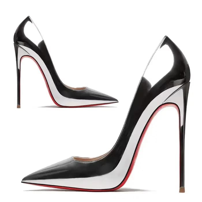 Talons hauts argentés, talons fins pour femmes