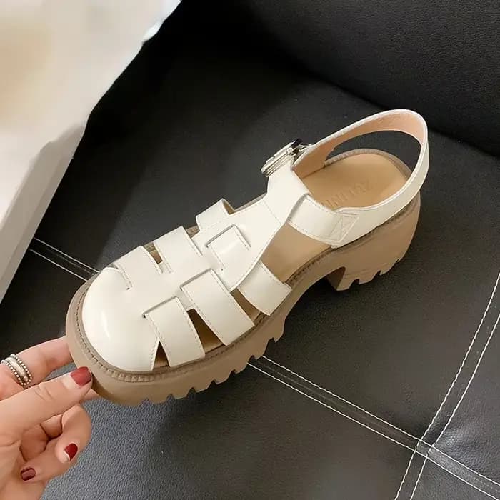 XIHAHA – nouvelles sandales d'été respirantes et confortables pour femmes, chaussures romaines de styliste à bout épais et à plateforme étanche